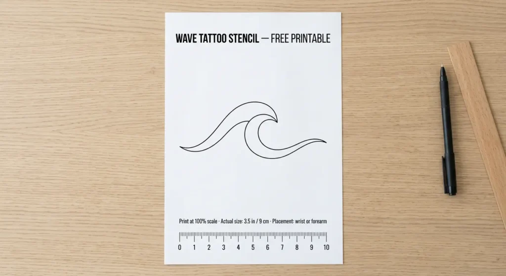 free wave tattoo stencil printable PDF