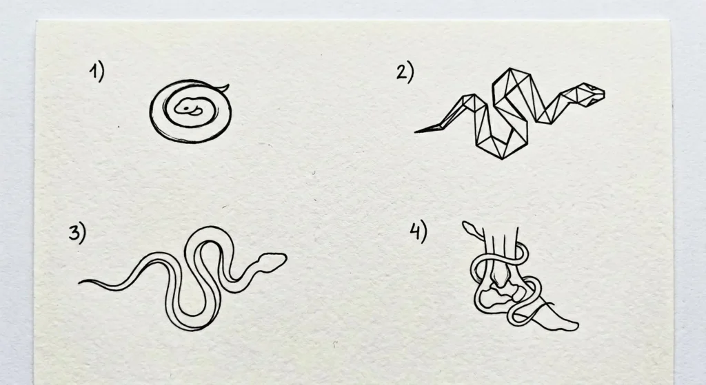 small minimalist snake tattoo ideas hand drawn collection 4 designs
