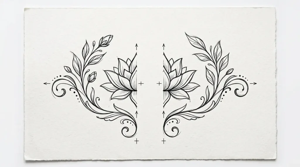 hand-drawn best friend matching tattoo stencil set free download